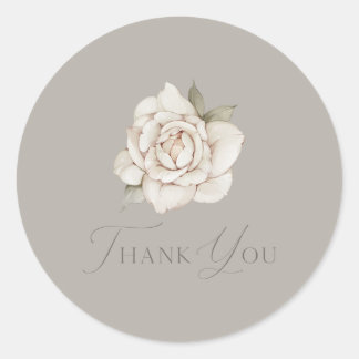 Taupe Rose “Thank You” Wedding Ronde Sticker