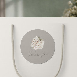Taupe Rose “Thank You” Wedding Ronde Sticker