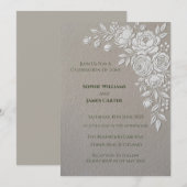 Taupe Roze Bloemen Bruiloft Uitnodiging (Voorkant / Achterkant)