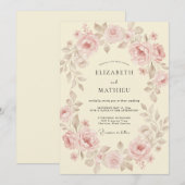 Taupe Roze Blush Bloemblad Bruiloft Kaart (Voorkant / Achterkant)