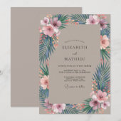 Taupe Roze Palm Eucalyptus Bruiloft Kaart (Voorkant / Achterkant)
