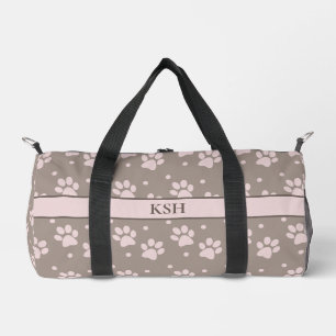 Taupe & Roze Pootafdruk Reistas – Gepersonaliseerd Plunjezak