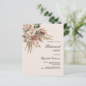 Taupe rozen pampas pensioenfeestuitnodiging (Staand voorkant)