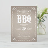 Taupe Rustic Engagement Party BBQ Kaart (Staand voorkant)