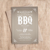 Taupe Rustic Engagement Party BBQ Kaart