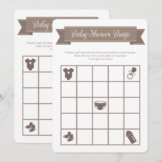 Taupe Sand Baby shower Bingo Game Double Sided Kaart (Voorkant / Achterkant)