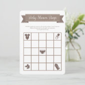 Taupe Sand Baby shower Bingo Game Double Sided Kaart (Staand voorkant)