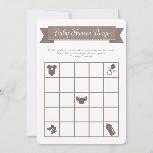Taupe Sand Baby shower Bingo Game Double Sided Kaart (Achterkant)