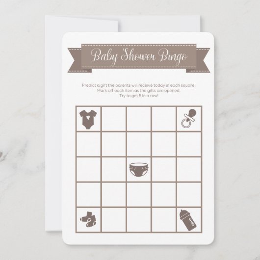 Taupe Sand Baby shower Bingo Game Double Sided Kaart (Voorkant)
