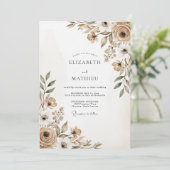 Taupe Schilderachtige Bruiloftsbloem Kaart (Staand voorkant)