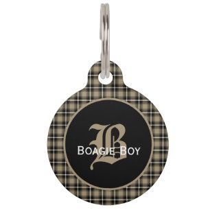 Taupe Scottish Play Monogrammed Large Huisdierpenning