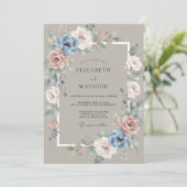 Taupe Serene Vintage Roze Bruiloft Kaart (Staand voorkant)