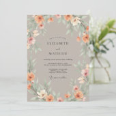 Taupe Serene Watercolor Bruiloft Kaart (Staand voorkant)