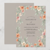 Taupe Serene Watercolor Bruiloft Kaart (Voorkant / Achterkant)