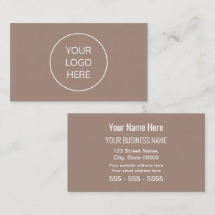 Taupe Simple Modern Voeg je Logo-Visitekaartje toe Visitekaartje