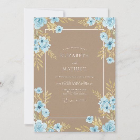 Taupe Sky Petal Bruiloft Kaart (Voorkant)