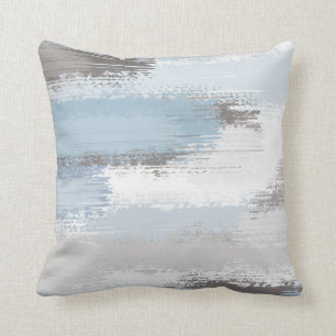 Taupe Slate Blue Abstract Bruskes Kussen
