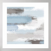 Taupe Slate Blue Abstract Bruskes Poster (Voorkant)