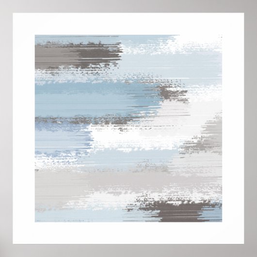 Taupe Slate Blue Abstract Bruskes Poster (Voorkant)