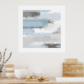Taupe Slate Blue Abstract Bruskes Poster (Keuken)