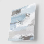 Taupe Slate Blue Abstract Bruskes Vierkante Klok (Hoek)