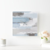 Taupe Slate Blue Abstract Bruskes Vierkante Klok (Huis)