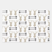 Taupe Stag head, arrows and antlers Inpakpapier Vel (Voorkant)
