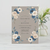 Taupe Stalen Ranunculus Eucalyptus Bruiloft Kaart (Staand voorkant)