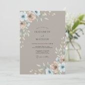 Taupe Stalen Ranunculus Sage Bruiloft Kaart (Staand voorkant)