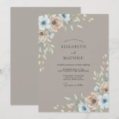Taupe Stalen Ranunculus Sage Bruiloft Kaart (Voorkant / Achterkant)