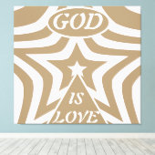 Taupe Star Canvasprint: Neutraal "God Is Liefde" Canvas Afdruk (Insitu (Houten vloer))