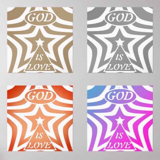 Taupe Star Poster Print - Neutral "God Is Love" Muurkunst Sets (Voorkant)