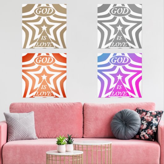 Taupe Star Poster Print - Neutral "God Is Love"  Muurkunst Sets (Woonkamer)