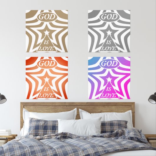 Taupe Star Poster Print - Neutral "God Is Love"  Muurkunst Sets (Slaapkamer)