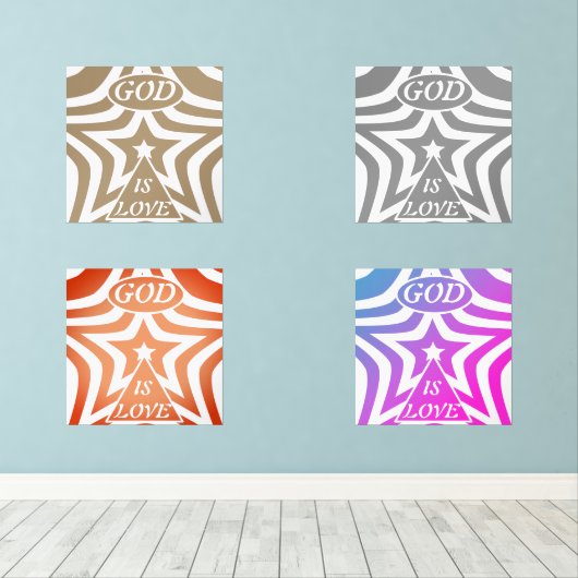 Taupe Star Poster Print - Neutral "God Is Love"  Muurkunst Sets (Houten vloer)