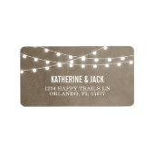 Taupe String Lights bruiloft Adresetiketten Etiket (Voorkant)
