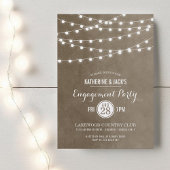 Taupe String Lights Engagement Party Uitnodiging
