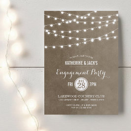 Taupe String Lights Engagement Party Uitnodiging