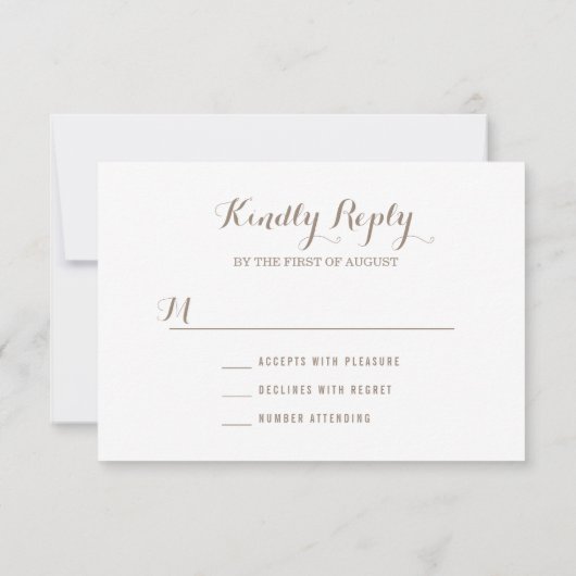 Taupe String Lights Huwelijk RSVP Kaart (Achterkant)