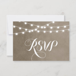 Taupe String Lights Huwelijk RSVP Kaart