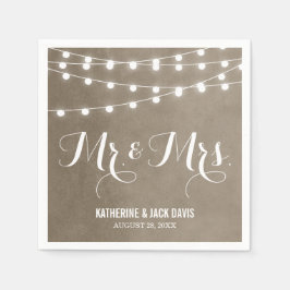 Taupe String Lights Huwelijksmonogram Servetten