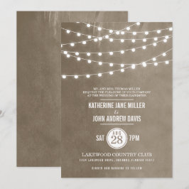 Taupe String Lights Huwelijksuitnodiging Kaart