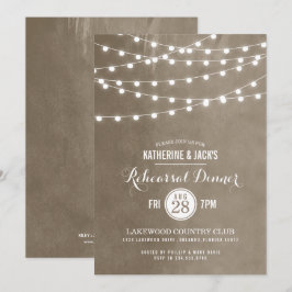 Taupe String Lights Repetitie Diner Uitnodiging