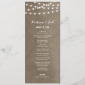 Taupe String Lights Trouwprogramma Programmakaart (Voorkant)
