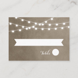 Taupe String Lights Wedding Escort Kaarten Plaatskaartje