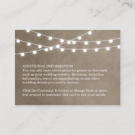 Taupe String Lights Wedding Insert Kaart