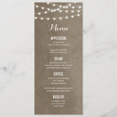 Taupe String Lights Wedding Menu Kaart (Voorkant)