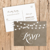 Taupe String Lights Wedding RSVP Briefkaart