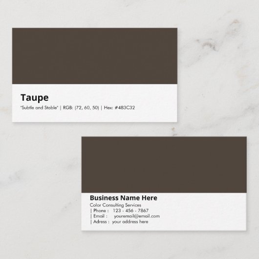 Taupe | "Subtiel en stabiel" Visitekaartje (Voorkant / Achterkant)