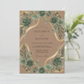 Taupe Succulente Eucalyptus Bruiloft Kaart (Staand voorkant)